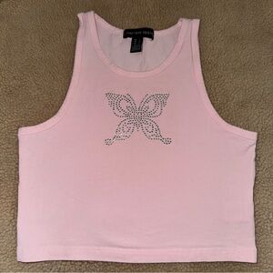 Pink Halter Top with Butterfly